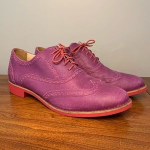 Cole Haan Purple Suede Oxford Shoe Women Size 10b